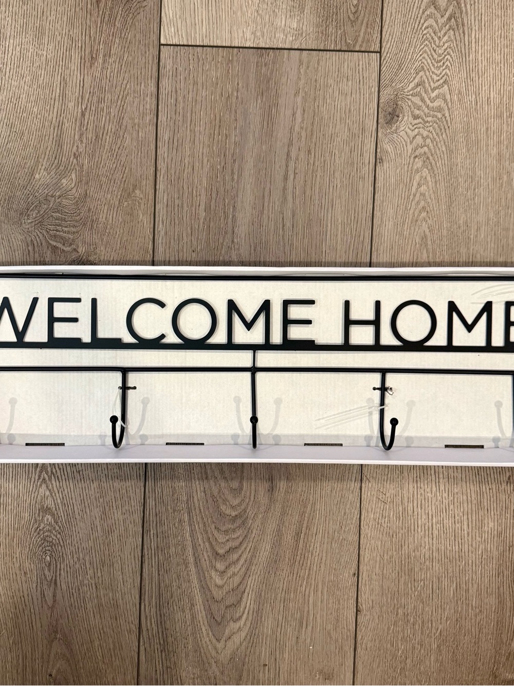 Welcome Home Wall Hook Rack - Black Metal Coat and Key Organizer